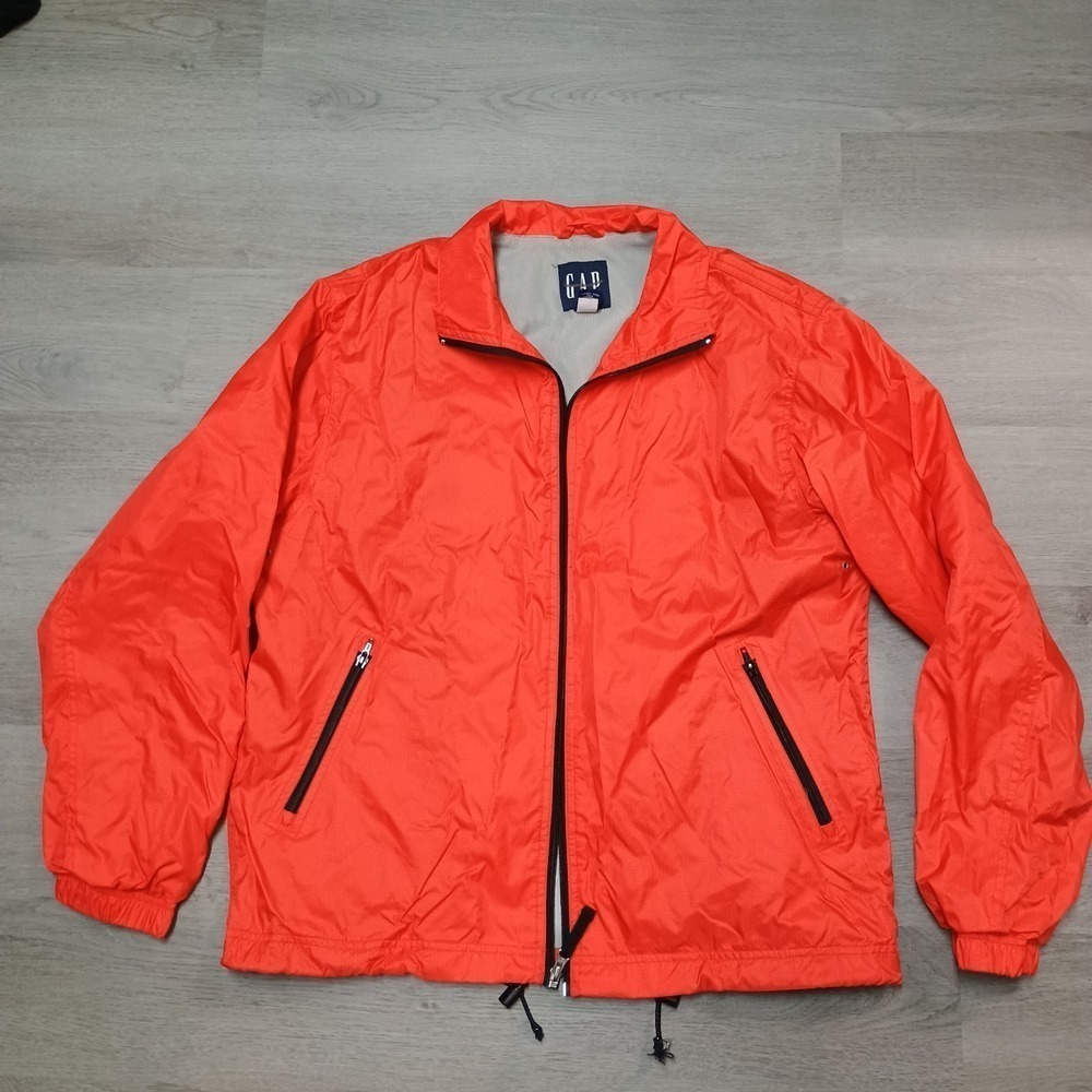 Vintage Gap Orange Wing Breaker Jacket Mens Medium * Flaw*